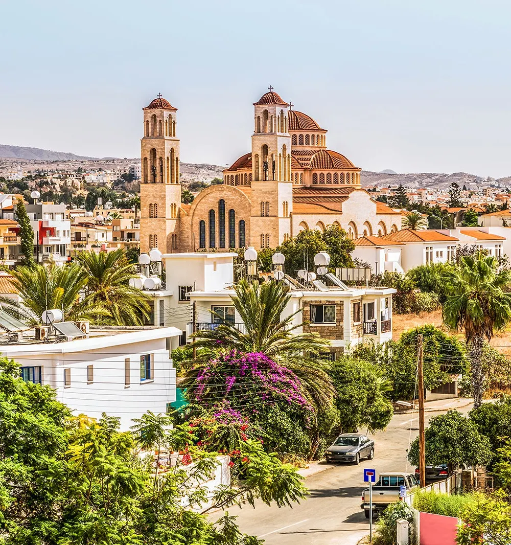 Church and cityscape in Cyprus