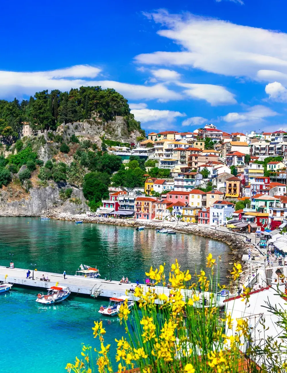 Colourful waterfront town in Epirus