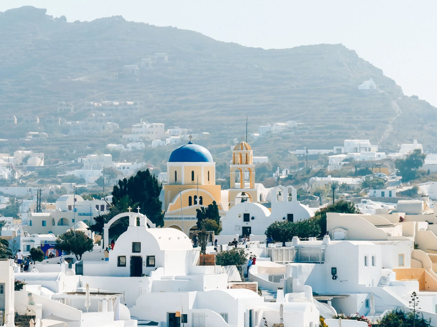 A whitewashed Cycladic village